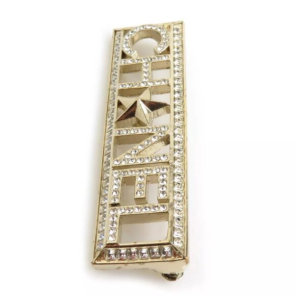 Auth CHANEL Logo Star Brooch Gold/Silver Metal/Rhinestone - Picture 13 of 16